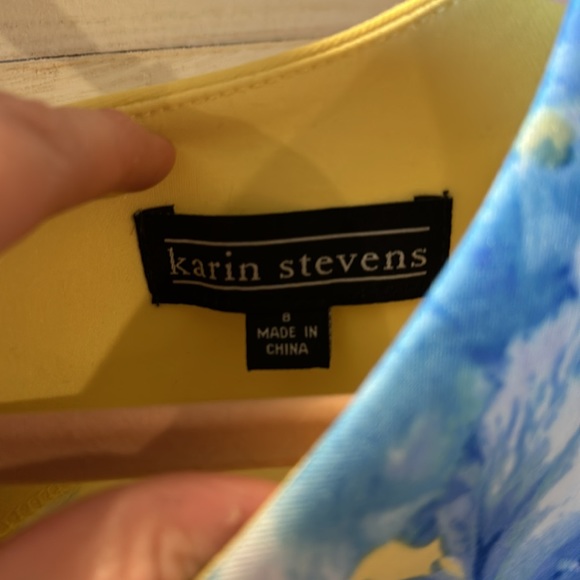 Karin Stevens Yellow and Blue Floral Sleeveless Dress - Picture 4 of 6